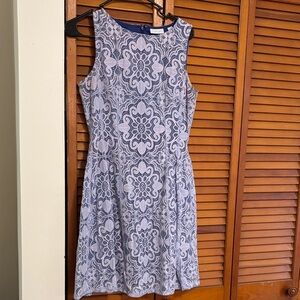 Blue sleeveless lace dress